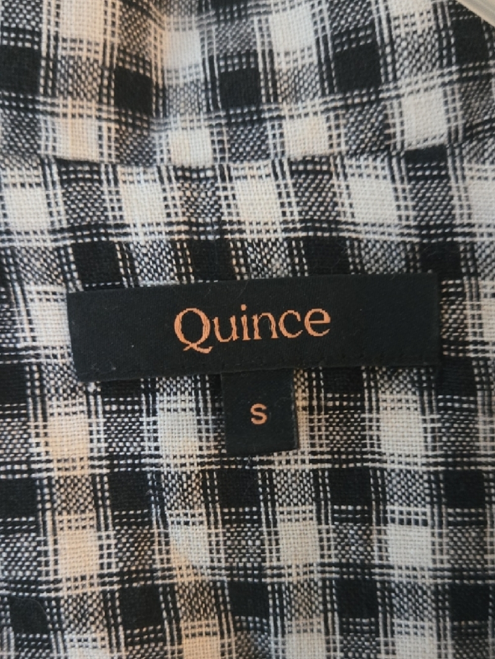 Quince Black and White Gingham Short-Sleeve Button Shirt - Picture 2 of 3